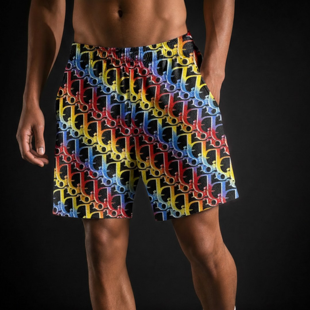 RAINBOW DECO MESH SHORTS