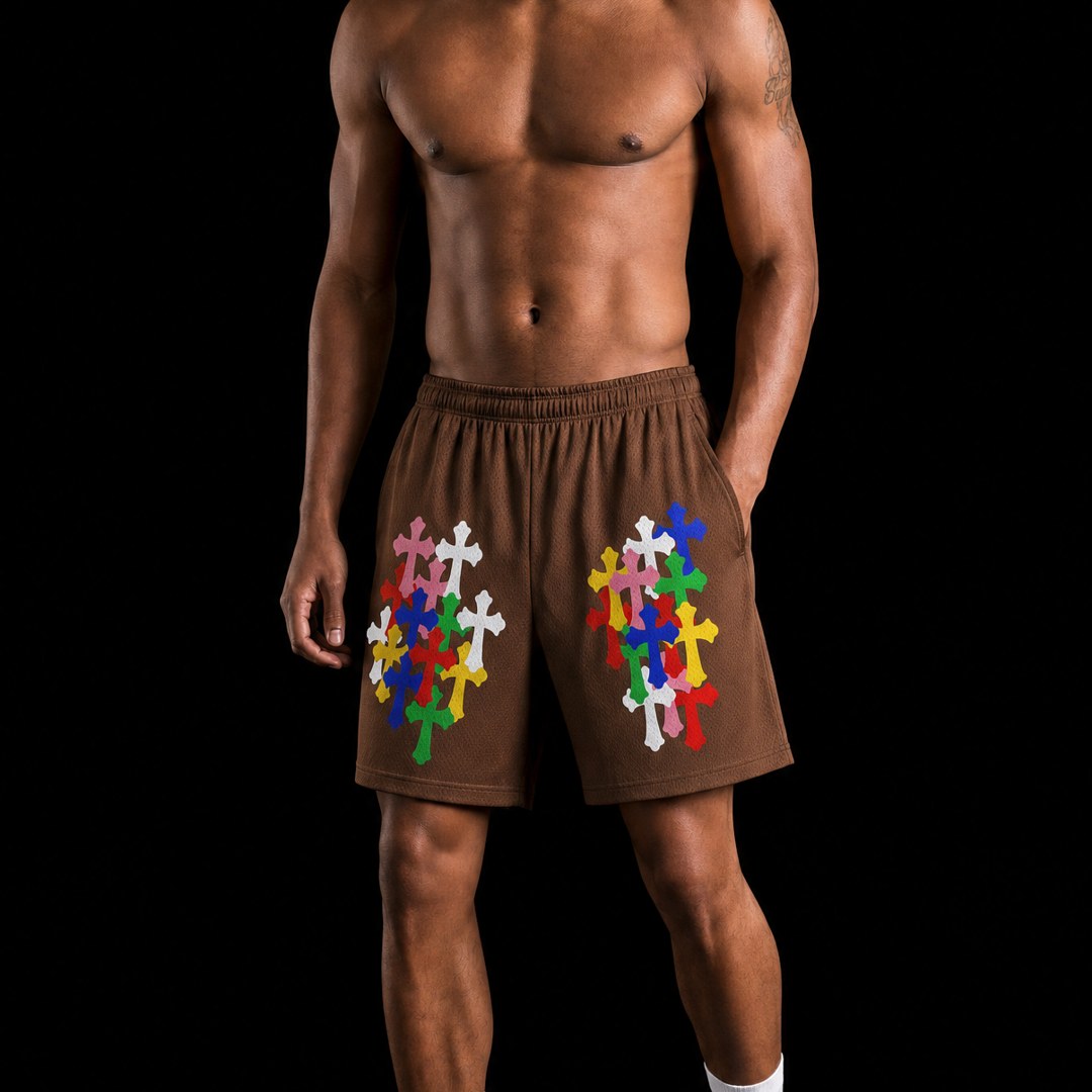 BROWN CREST MESH SHORTS