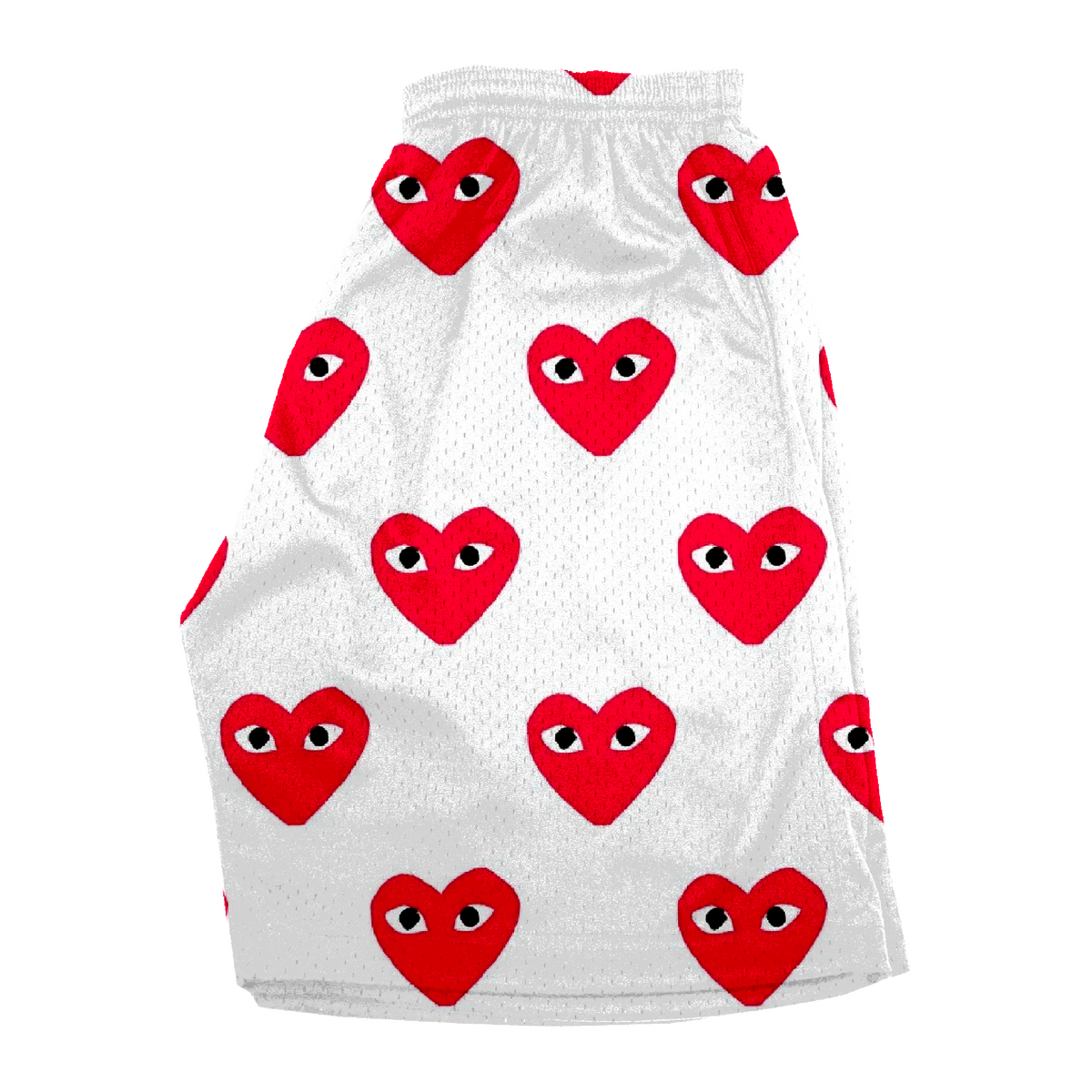 RED SMILE HEARTS MESH SHORTS