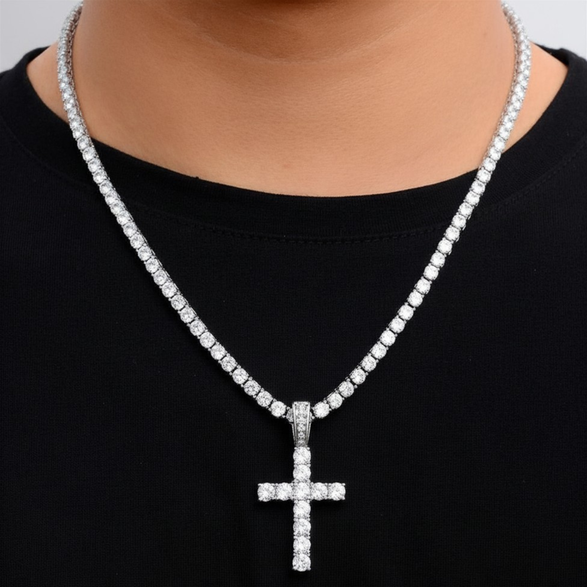 Iced Cross Pendant Chain — AURA SUPPLY