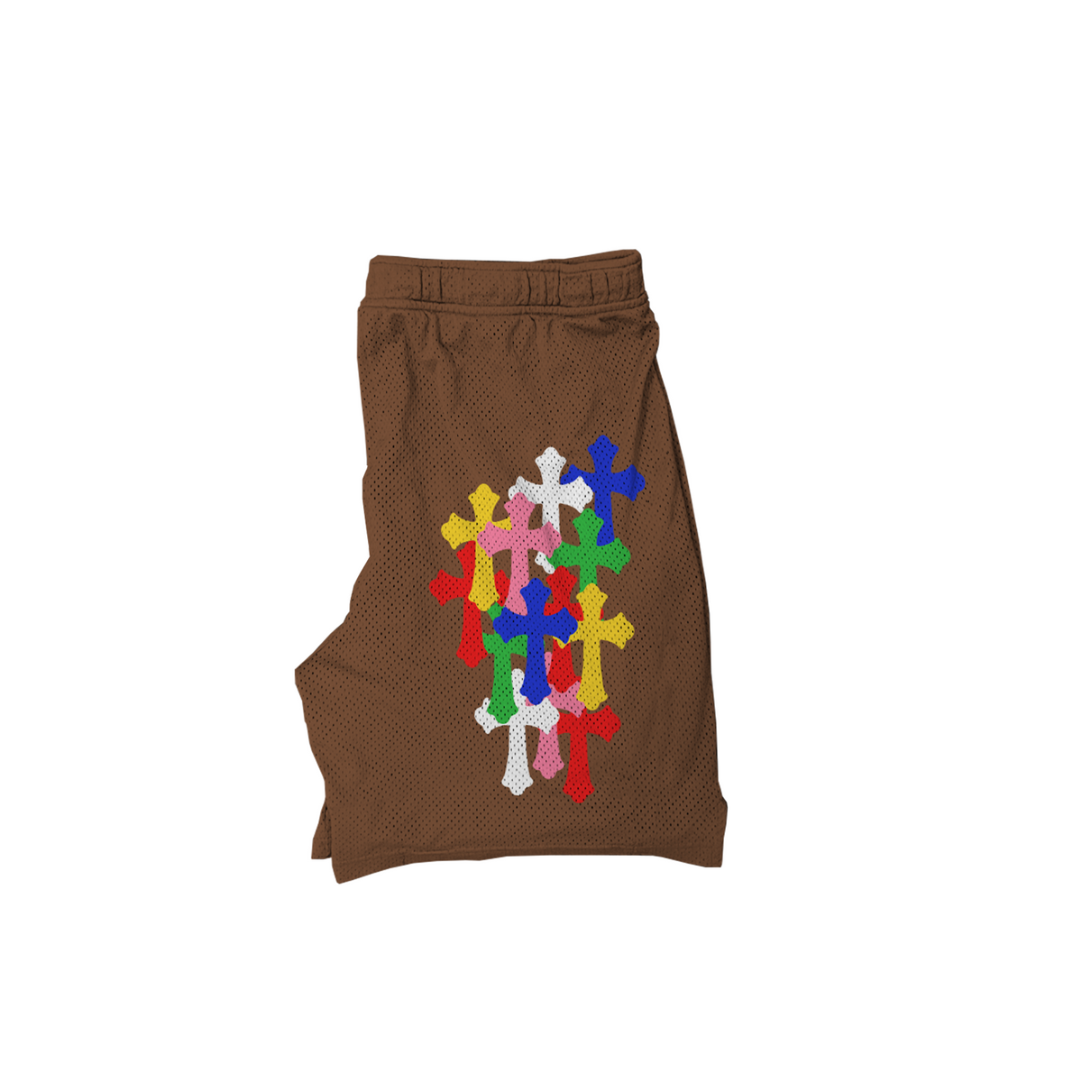 BROWN CREST MESH SHORTS