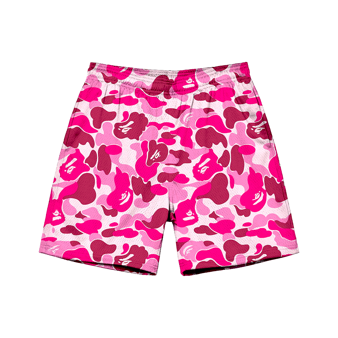 PINK CAMO JUNGLE MESH SHORTS